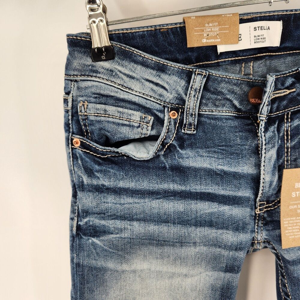 BKE Stella Jeans Womens 26 x 33 1/2 Stretch Denim Bootcut Medium Wash - Picture 6 of 16